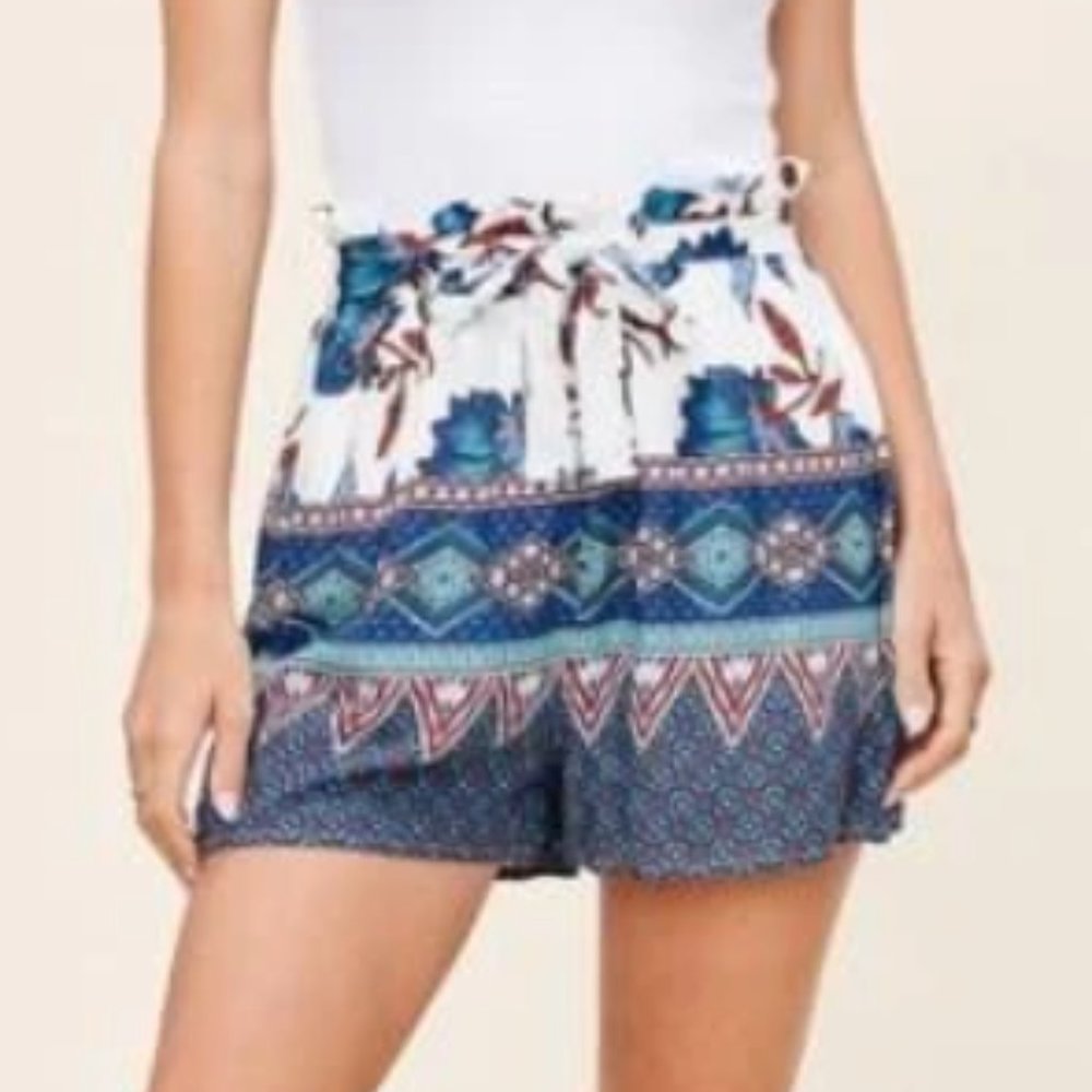 Women's BOHO BORDER PRINT SHORTS